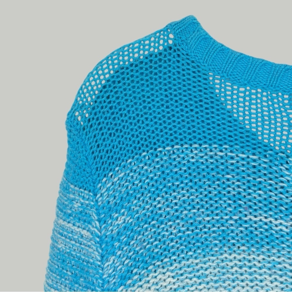 Y2K Hollister Blue Crop Cable Knit Sweater M Logo Pullover Coastal Grunge, Surf - Picture 9 of 12